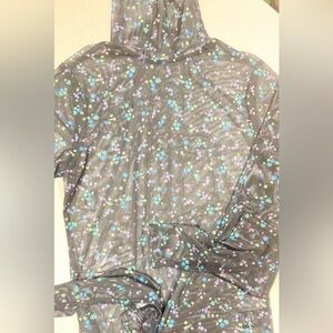 Black Sheer Floral Mesh Top with Pastel Flowers